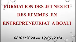 FORMATION DES JEUNES ET DES FEMMES  EN ENTREPRENEURIAT  A BOALI
