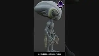Realistic Gray Alien 2 &mdash; 60s 3D Sculpt Turntable | #Shorts