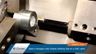 Sechskant sto&szlig;en auf einer CNC Drehmaschine mit Gisstec Nutsto&szlig;werkzeug