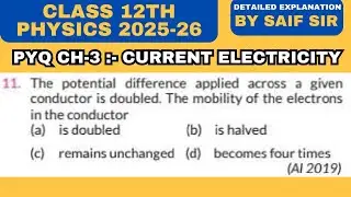 The potential difference applied across a given conductor is doubled. The mobility... #physicspyq