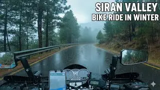 Siran Valley Bike Ride in Winter 🌧️❄️ | Rainy Road Adventure on Motorcycle | North Pakistan