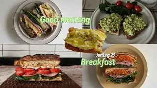 am 29 | 샌드위치로 채운 아침 🥪 | 애플브리 | 딸기브리 | 에그아보카도 | 당근라페 | 에그드랍