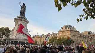 Live: Paris Gathering for Flotilla Members and Gaza, manif flottille R&eacute;publique 08/10/2025