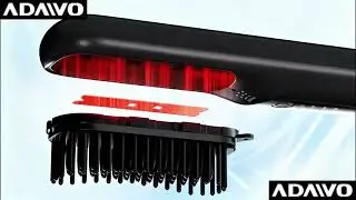 ADAWO V02 Wireless Hair Straightener Brush: 1s Heat, 24H Battery & Billion Negative Ions