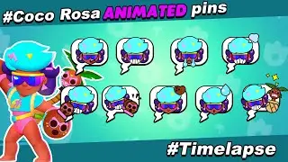 Making ANIMATED COCO ROSA🥥 pins Brawl Stars - Timelapse  #JurassicSplash🦖