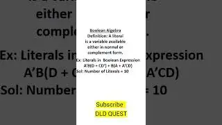 Number of Literals for a Boolean expression |  #dld #numbersystems #shorts #booleanalgebra #literal