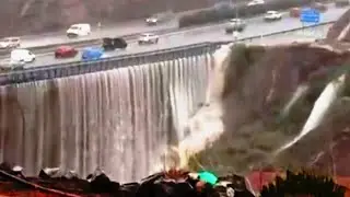 Terrible flooding in the Canaries due to overflowing reservoir