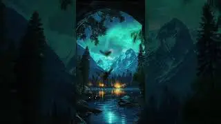 Aurora Ambient Serene Night Window View #relaxing #aurora #windowviews #cozy