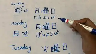 Kanji’s and stroke order for days of the week
