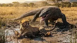 Komodo Dragon Attacked a Cheetah Trapped in Mud &mdash; What Happened Next Will Shock Everyone