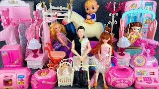 10 Minutes Satisfying with Unboxing Pink Barbie Toy Bed & Wardrobe Play Set Review Toys | ASMR 