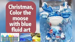 Color the moose with blue fluid art  #fluid  #fluidadinamis #fluidart #moose  #christmas
