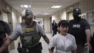 Immigrants detained by Federal Agents at immigration court in New York City.