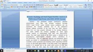 Dynamic Modeling and Small Signal Stability Analysis of PMSG-based Wind- IEEE PROJECTS 2020-2021