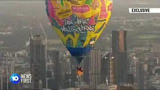 'Love Letter to Melbourne' balloon flies over the City of Melbourne