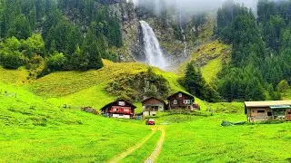 St&auml;ubifall, Switzerland - The world's most beautiful waterfall - Relaxing walk 4K