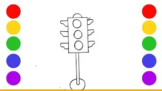 How to Draw and Color a Traffic Signal | Easy Drawing for Kids