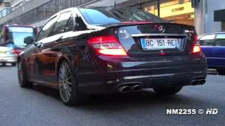 Mercedes C63 AMG Powerslide and HUGE Revs!