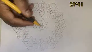 21*11 dots simple rangoli design # easy rangoli # festival rangoli design # sankranti muggulu # yt# 