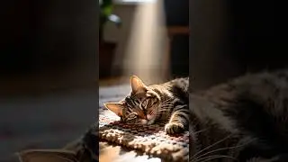Old Cat with Wise Eyes Sleeping in Sunbeam ☀️🐱 #cozy #cat