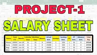 Salary Sheet In Excel || PF, ESIC, OT, SUNDAY ||