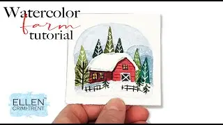 Watercolor Winter Barn tutorial / Christmas Card Ideas/Mini Monday Madness