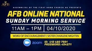 AFB Sunday Morning National Service | Word of encouragement | Sister Charlene Mighten | 04/10/2020