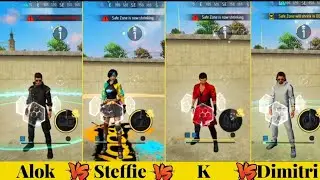 Sonia+Alok vs Steffie vs K vs Dimitri character ability test 🔥 || Garena Free Fire