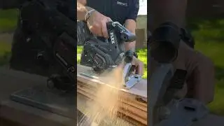 Tool review in progress: Watch Flex power tools inline 6 1/2&rdquo; circular saw cut composite decking