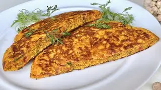 НУТОВЫЙ ОМЛЕТ с помидорами - порция белка на завтрак (русские субтитры)