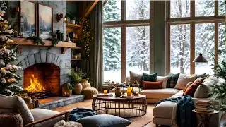 Winter Study Ambience | Tranquil Cabin Fireplace for Productivity