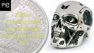 Paracord accessories: lanyard bead &laquo;Terminator&raquo; of sterling silver .925