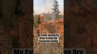 My Father Burning Dry Grass to Clean Our Countryside Garden
