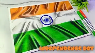 INDEPENDENCE DAY Drawing,  Indian Flag Drawing,  For Art Competition 😍, 15 August