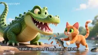मगरमच्छ और बिल्ली: Crocodile and Cat