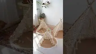 Look how happy he is, create a nice playground with our macrame cat tent for your cat to have fun:)