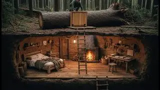 Building a Secret Underground Dugout Between Two Oak Trees | Bushcraft Survival