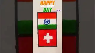 India & Switzerland Flag Drawing | Easy Flag Art for Kids | Step-by-Step Drawing🫠#shorts #viral🥰🥰