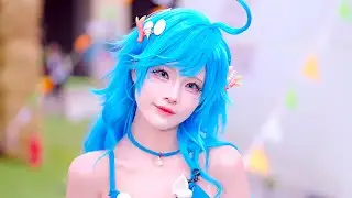 Cosplay 2024: Sky Blue Haired Cosplay Superstar Girl - Fun & Fantasy in Anime Style 💙 #cutecosplay