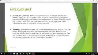 Big Data| Hadoop | Apache Hive |Hive Data Unit |Hive Partition |Hive Buckets |Skew Keys