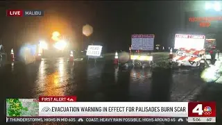 Evacuation warning in effect for Palisades burn scar