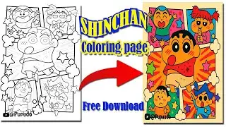 Shinchan Coloring Page | Easy Coloring Tutorial with Free Printable Pages Download @pupudo