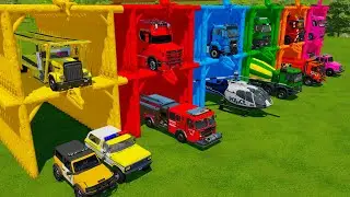 TRANSPORTING POLICE CARS, FIRE TRUCKS and AMBULANCE with MAN TRANSPORTERS! Farming Simulator 22