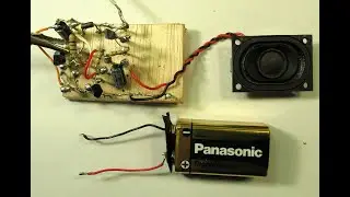 3 transistor mini amplifier for 9 Volt only suitable to amplify beep signals demo and schematic