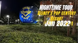 Nighttime tour of Disney&rsquo;s Pop Century Resort.