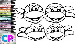 Ninja Turtles Coloring Pages ,All  Ninja Turtles Heads,They are Hungry and Waiting for Pizza