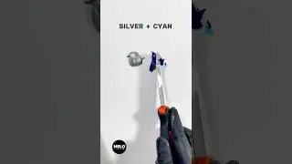 Metallic Silver & Cyan Ink Mixing | What Is The Final Color? #colors #colormixing #silver #art