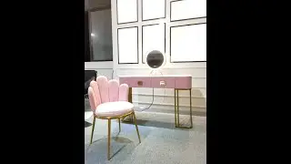 Pink modern gold frame special design of 5 petals nail salon chair makeup salon chair for hair salon