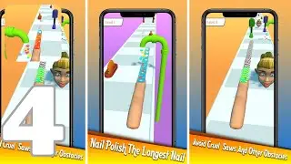 Longest Nail Stack Nail Run 3D - Ultimate Nail Stacking Challenge - Levels 16 To 20 - Part 4