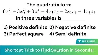 Solved MCQ on TNSET Linear Algebra | Quadratic Form | #tnsetmaths #pgtrbmaths #setexam2024